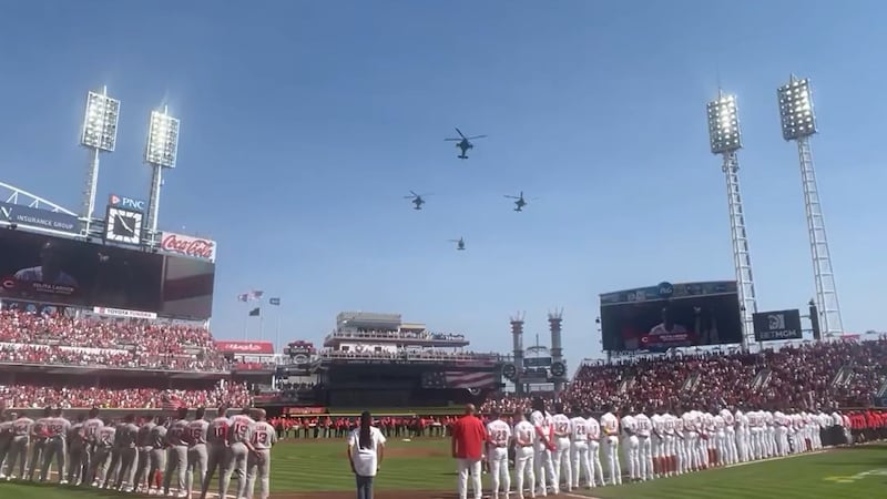 Flyover at Great American Ball Park on Reds Opening Day 2026
