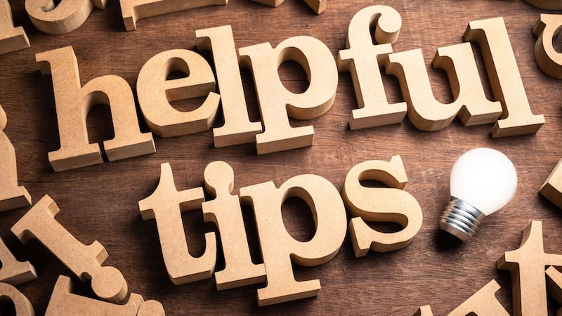 Helpful Tips spelled out with wooden blocks.