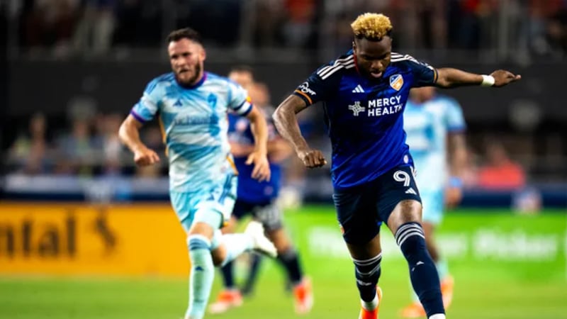 Forward Aaron Boupendza (9), here playing during last Saturday's match against Colorado...