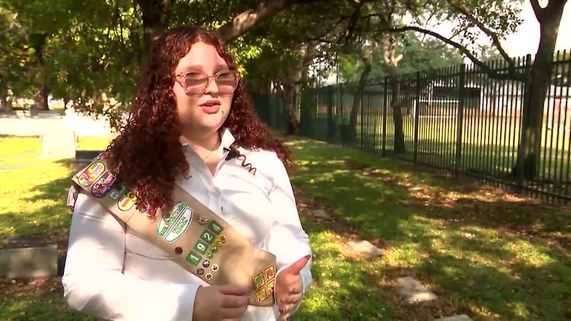 An eighth grader is spending her after-school hours cleaning veterans' graves and working to...