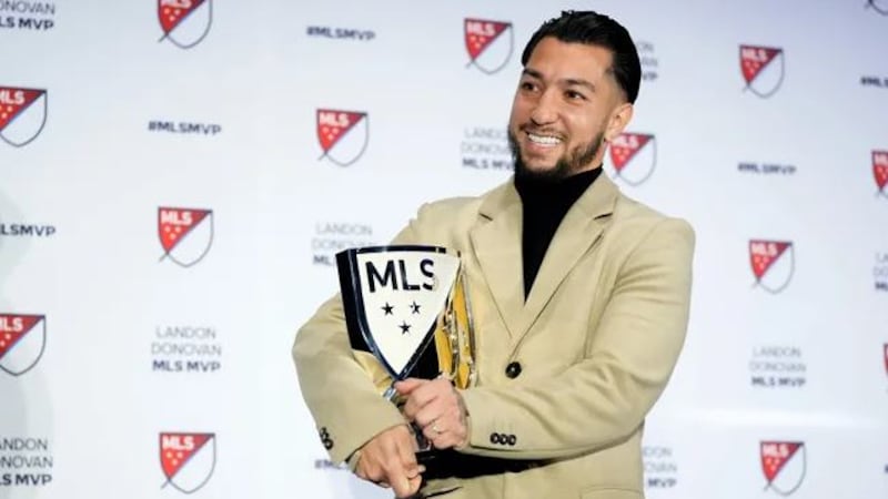 FC Cincinnati midfielder Luciano Acosta, poses for a photo after being named Major League...